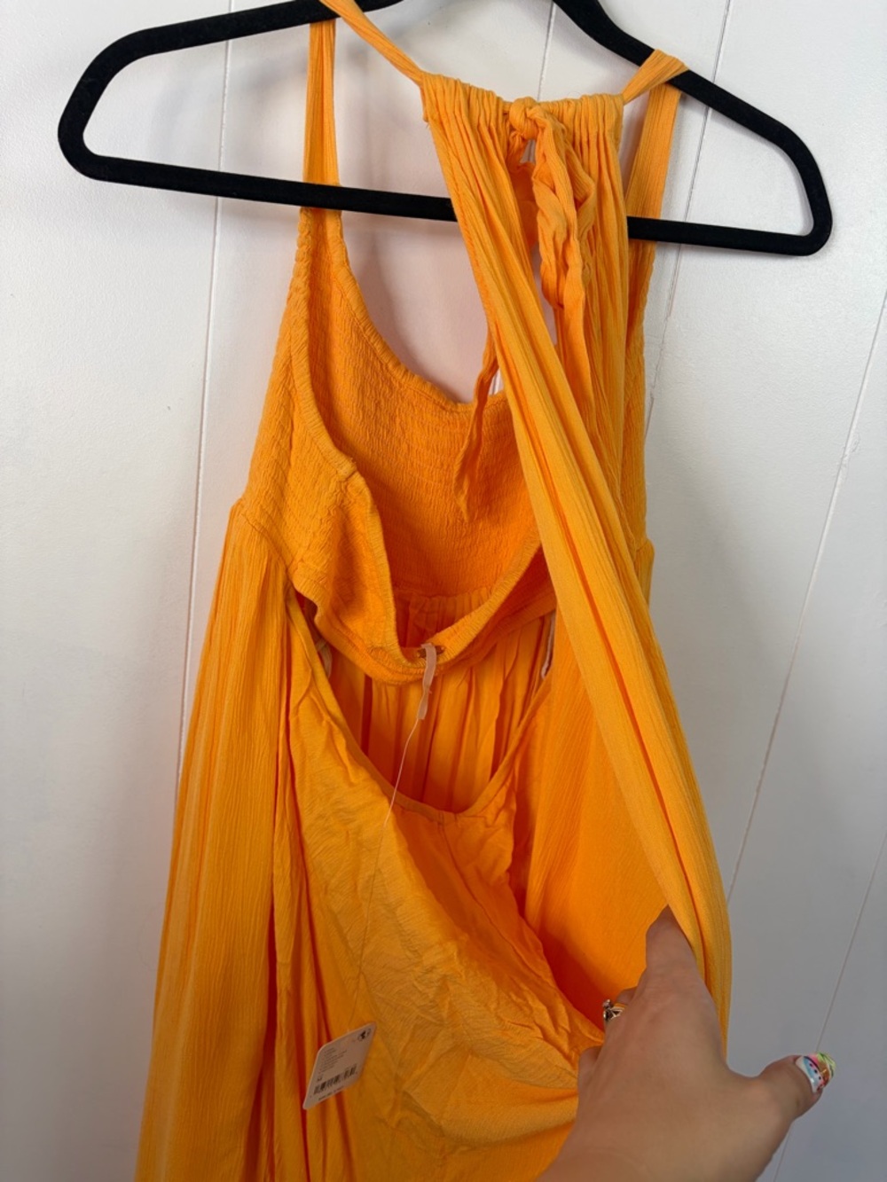 Free People Maxi Dress sz Medium NWT Orange Beach Boho Halter Side Slit Sundress - Picture 7 of 10